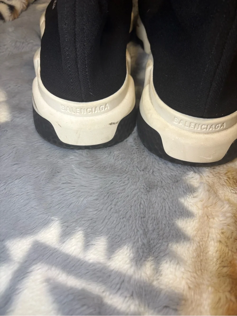 Balenciaga Black and White Speed Trainer Sock Sneakers